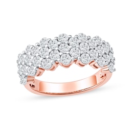 2.00 CT. T.W. Diamond Triple Row Scallop Edge Anniversary Band in 10K Rose Gold