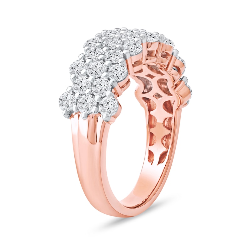 Main Image 2 of 2.00 CT. T.W. Diamond Triple Row Scallop Edge Anniversary Band in 10K Rose Gold