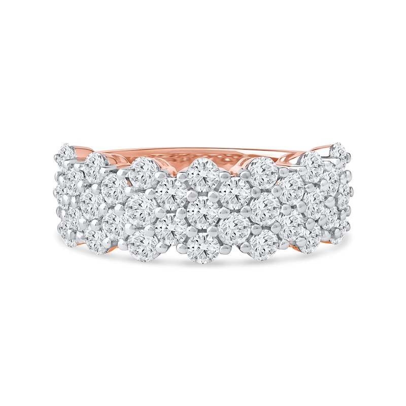 Main Image 3 of 2.00 CT. T.W. Diamond Triple Row Scallop Edge Anniversary Band in 10K Rose Gold
