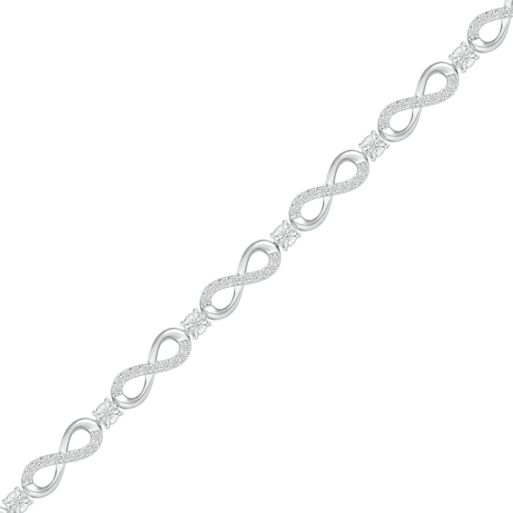 0.95 CT. T.W. Certified Lab-Created Diamond Alternating Infinity Link Bracelet in 10K White Gold (H/I1) - 7.25"