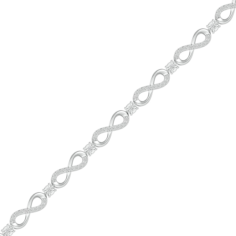 0.95 CT. T.W. Certified Lab-Created Diamond Alternating Infinity Link Bracelet in 10K White Gold (H/I1) - 7.25"