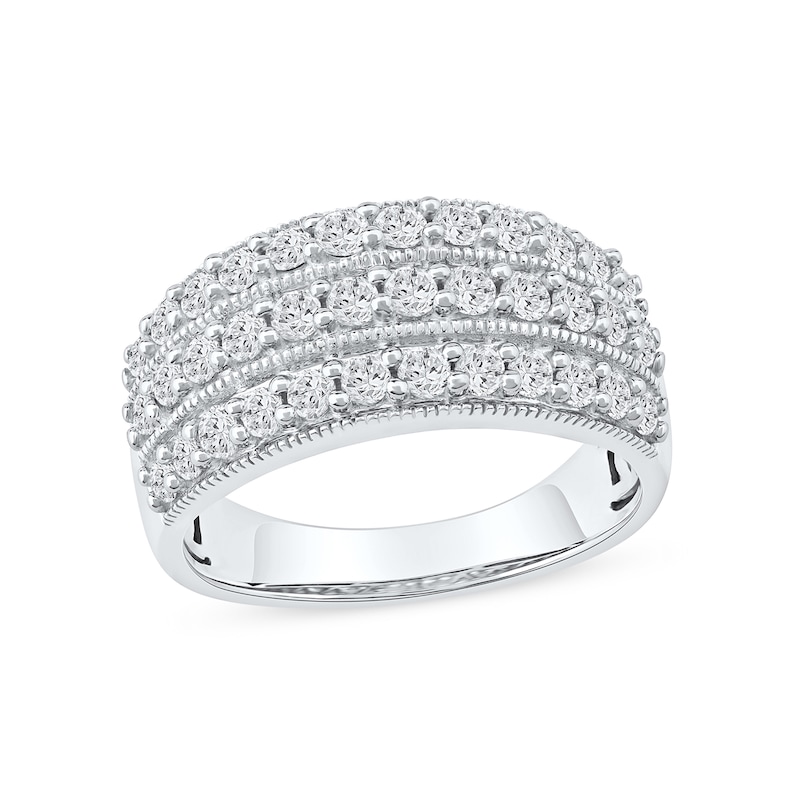 1.00 CT. T.W. Diamond Triple Row Vintage-Style Anniversary Band in 10K Gold