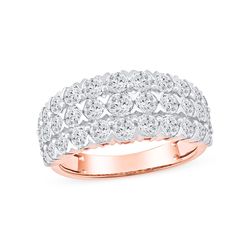 2.00 CT. T.W. Diamond Triple Row "X" Prong Anniversary Band in 10K Rose Gold