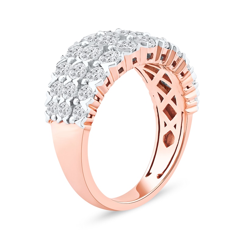Main Image 2 of 2.00 CT. T.W. Diamond Triple Row "X" Prong Anniversary Band in 10K Rose Gold