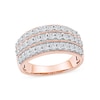 Thumbnail Image 1 of 1.00 CT. T.W. Diamond Triple Row Vintage-Style Anniversary Band in 10K Rose Gold