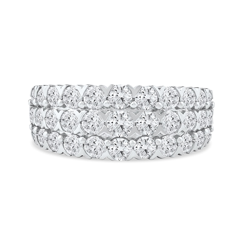 Main Image 3 of 2.00 CT. T.W. Diamond Triple Row "X" Prong Anniversary Band in 10K White Gold