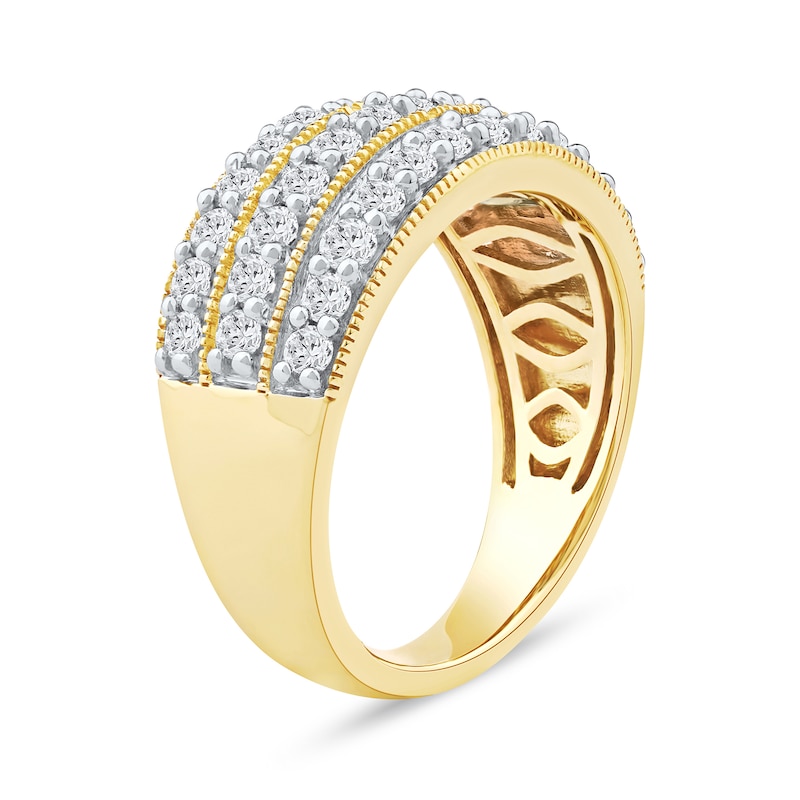 Main Image 2 of 1.00 CT. T.W. Diamond Triple Row Vintage-Style Anniversary Band in 10K Gold