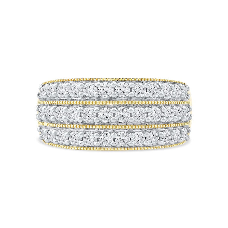 Main Image 3 of 1.00 CT. T.W. Diamond Triple Row Vintage-Style Anniversary Band in 10K Gold