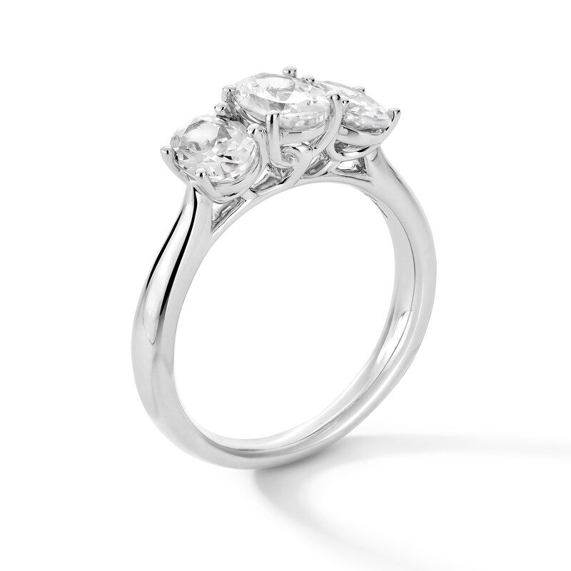 2.00 CT. T.W. Oval Diamond Past Present Future® Engagement Ring in 14K White Gold