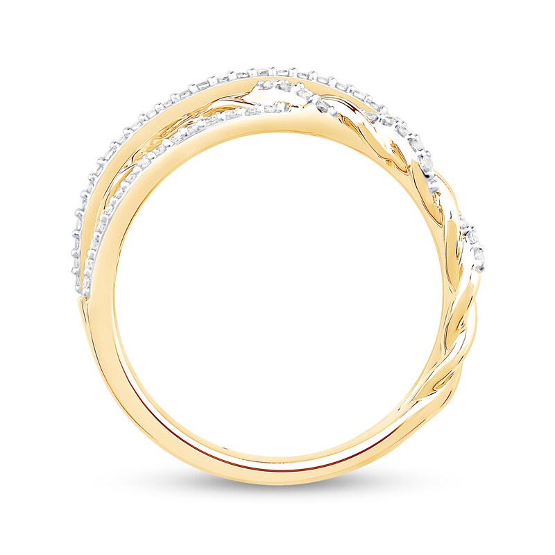 0.25 CT. T.W. Diamond Twist Crossover Ring in 10K Gold