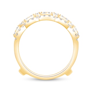 0.69 CT. T.W. Diamond Double Row Scallop Edge Solitaire Enhancer in 14K Gold
