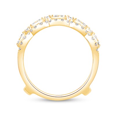 0.69 CT. T.W. Diamond Double Row Scallop Edge Solitaire Enhancer in 14K Gold