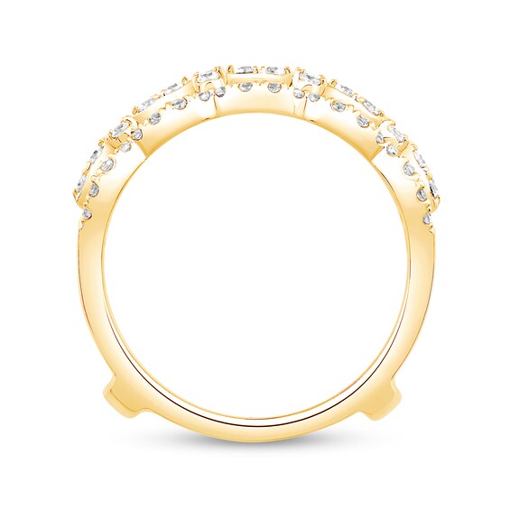 0.69 CT. T.W. Diamond Double Row Scallop Edge Solitaire Enhancer in 14K Gold