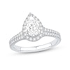 Thumbnail Image 1 of 1.45 CT. T.W. Pear-Shaped Certified Diamond Frame Double Row Shank Engagement Ring in 14K White Gold (I/I1)