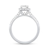 Thumbnail Image 2 of 1.45 CT. T.W. Pear-Shaped Certified Diamond Frame Double Row Shank Engagement Ring in 14K White Gold (I/I1)