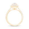 1.15 CT. T.W. Diamond Double Pear-Shaped Frame Double Row Shank Engagement Ring in 14K Gold