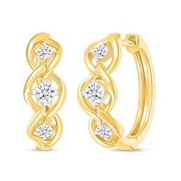 0.37 CT. T.W. Certified Lab-Grown Diamond Three Stone Twist Hoop Earrings in 10K Gold (H/SI2)