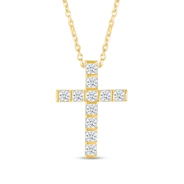 0.45 CT. T.W. Certified Lab-Grown Diamond Cross Pendant in 10K Gold (H/SI2)