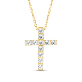 0.45 CT. T.W. Certified Lab-Created Diamond Cross Pendant in 10K Gold (H/SI2)