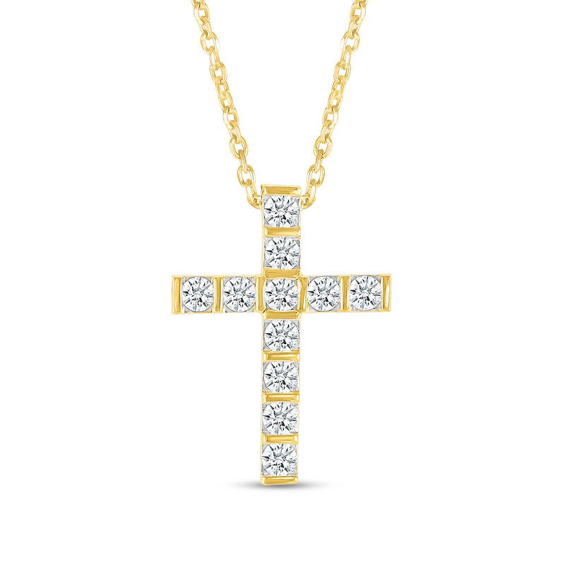 Main Image 1 of 0.45 CT. T.W. Certified Lab-Grown Diamond Cross Pendant in 10K Gold (H/SI2)