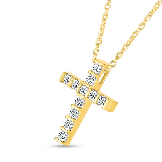0.45 CT. T.W. Certified Lab-Created Diamond Cross Pendant in 10K Gold (H/SI2)