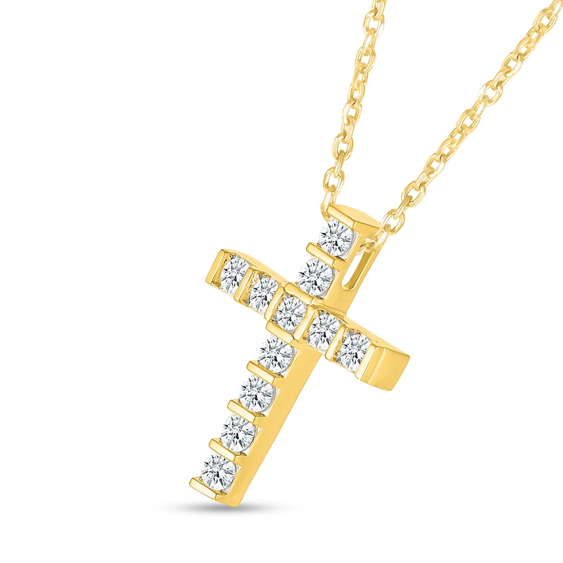 Main Image 2 of 0.45 CT. T.W. Certified Lab-Grown Diamond Cross Pendant in 10K Gold (H/SI2)