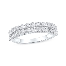 1.00 CT. T.W. Diamond Double Row Anniversary Band in 10K White Gold