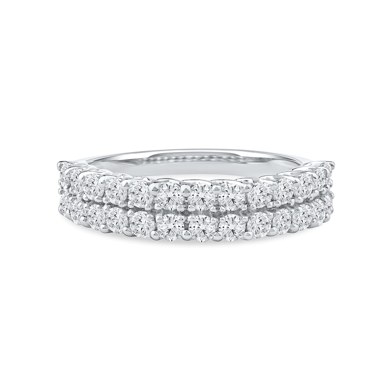 Main Image 3 of 1.00 CT. T.W. Diamond Double Row Anniversary Band in 10K White Gold