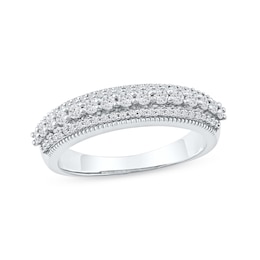 0.50 CT. T.W. Diamond Triple Row Vintage-Style Anniversary Band in 10K White Gold