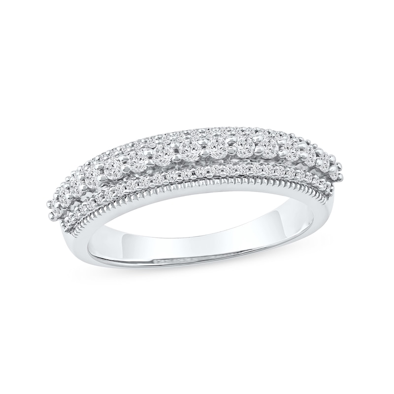 0.50 CT. T.W. Diamond Triple Row Vintage-Style Anniversary Band in 10K Gold