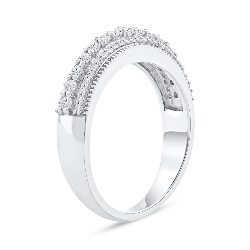 0.50 CT. T.W. Diamond Triple Row Vintage-Style Anniversary Band in 10K Gold