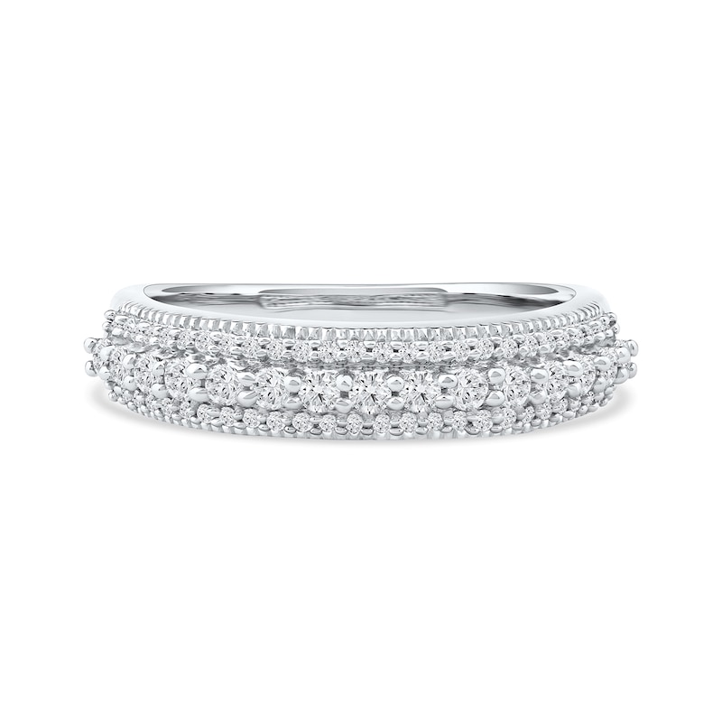 0.50 CT. T.W. Diamond Triple Row Vintage-Style Anniversary Band in 10K Gold