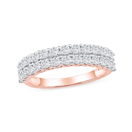 1.00 CT. T.W. Diamond Double Row Anniversary Band in 10K Rose Gold