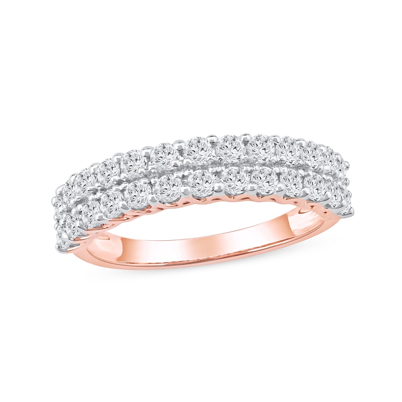 1.00 CT. T.W. Diamond Double Row Anniversary Band in 10K Rose Gold