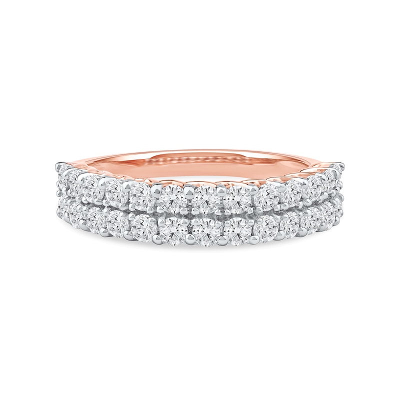 1.00 CT. T.W. Diamond Double Row Anniversary Band in 10K Rose Gold