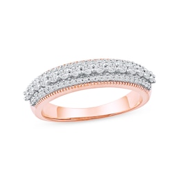 0.50 CT. T.W. Diamond Triple Row Vintage-Style Anniversary Band in 10K Rose Gold