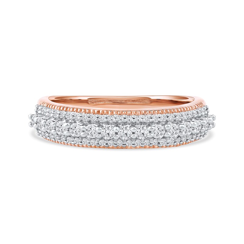 Main Image 3 of 0.50 CT. T.W. Diamond Triple Row Vintage-Style Anniversary Band in 10K Rose Gold