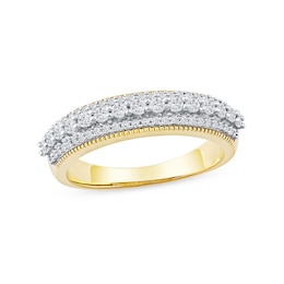 0.50 CT. T.W. Diamond Triple Row Vintage-Style Anniversary Band in 10K Gold