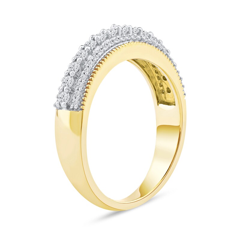 Main Image 2 of 0.50 CT. T.W. Diamond Triple Row Vintage-Style Anniversary Band in 10K Gold