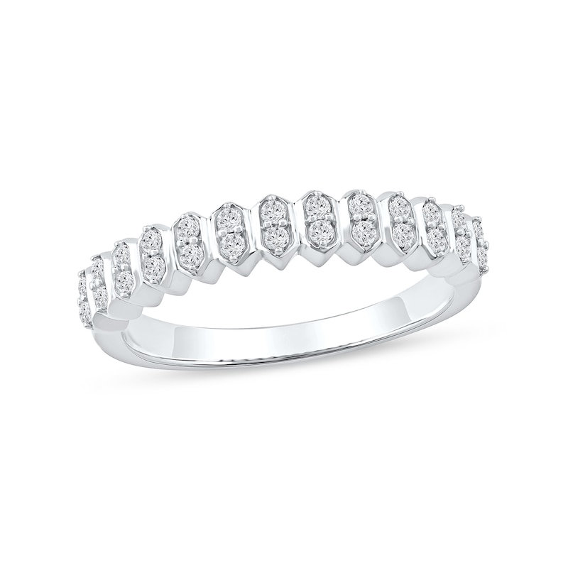 0.25 CT. T.W. Diamond Stacked Hexagon Anniversary Band in 10K Gold