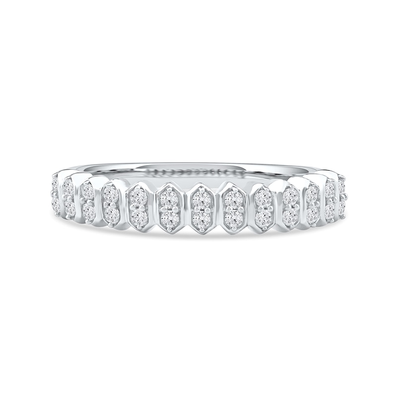 Main Image 2 of 0.25 CT. T.W. Diamond Stacked Hexagon Anniversary Band in 10K White Gold