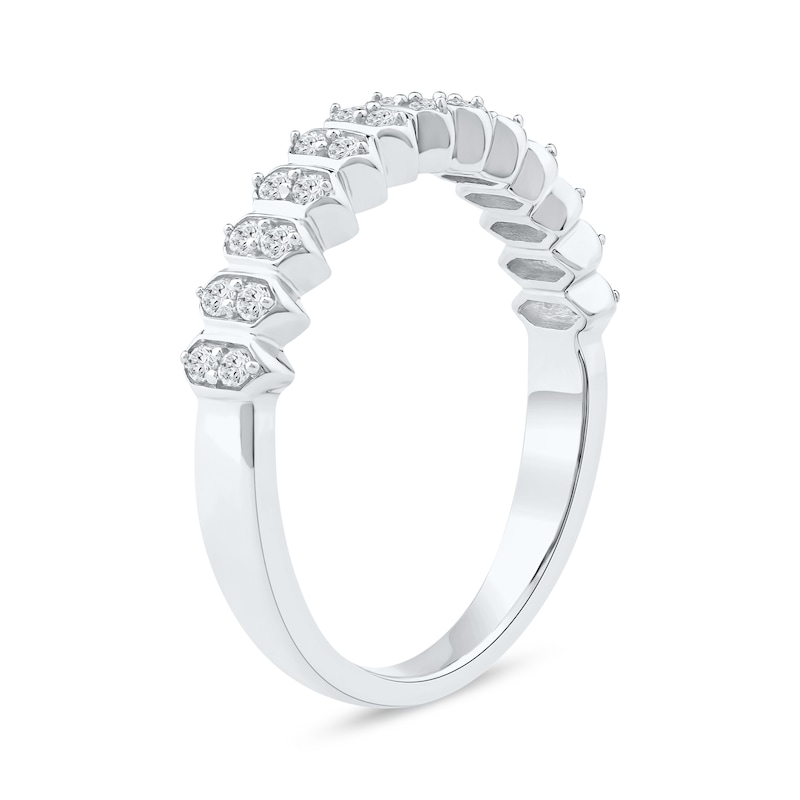 Main Image 3 of 0.25 CT. T.W. Diamond Stacked Hexagon Anniversary Band in 10K White Gold