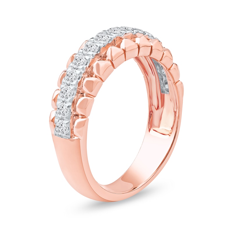 Main Image 2 of 0.50 CT. T.W. Diamond Pyramid Edge Anniversary Band in 10K Rose Gold