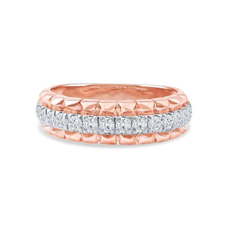 Main Image 3 of 0.50 CT. T.W. Diamond Pyramid Edge Anniversary Band in 10K Rose Gold