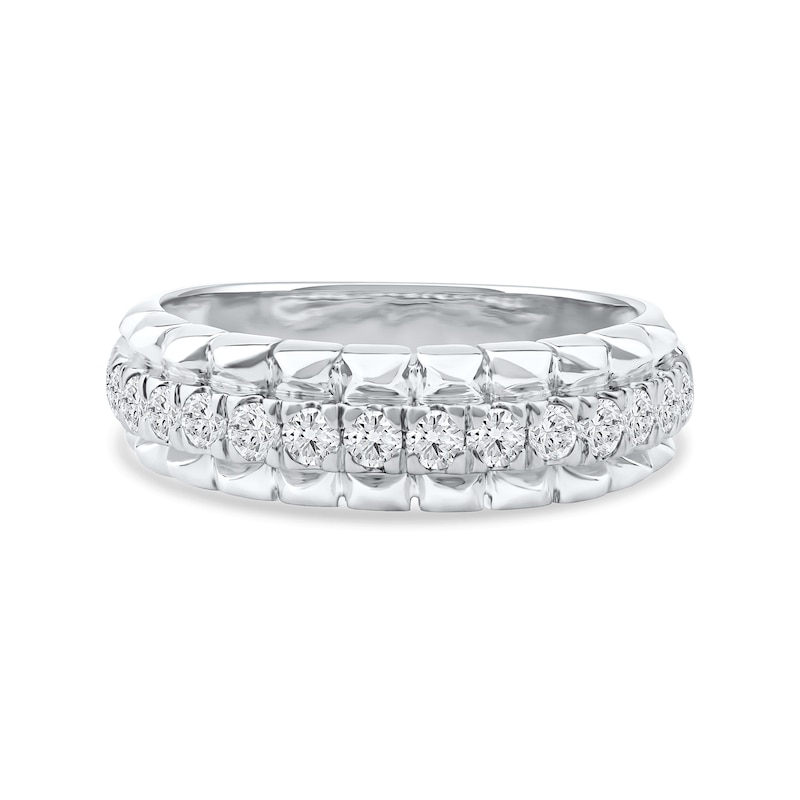 0.50 CT. T.W. Diamond Pyramid Edge Anniversary Band in 10K White Gold