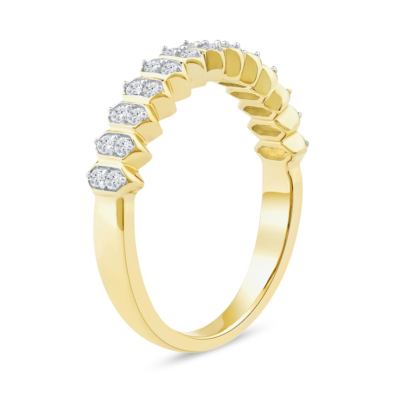 Main Image 2 of 0.25 CT. T.W. Diamond Stacked Hexagon Anniversary Band in 10K Gold