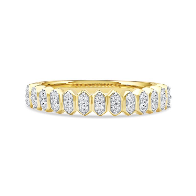 Main Image 3 of 0.25 CT. T.W. Diamond Stacked Hexagon Anniversary Band in 10K Gold