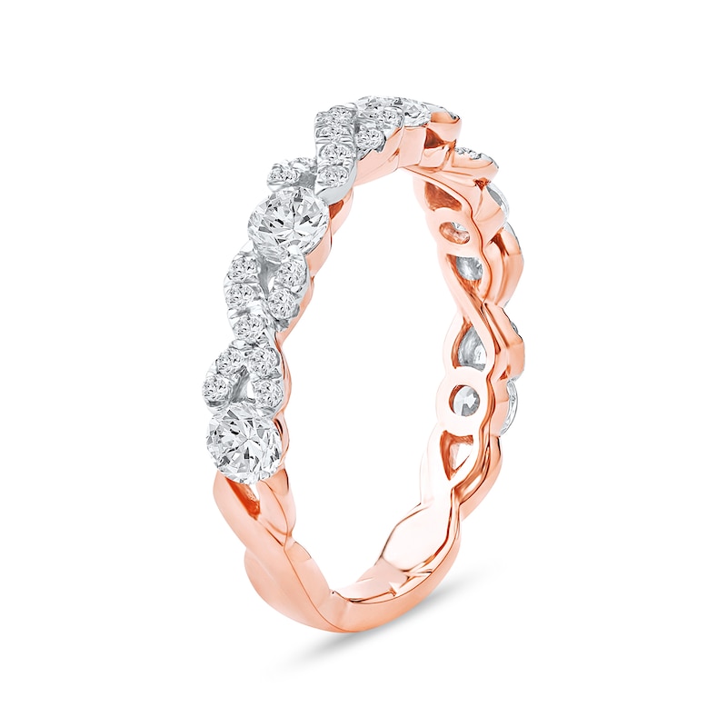 Main Image 2 of 1.00 CT. T.W. Diamond "XO" Anniversary Band in 10K Rose Gold