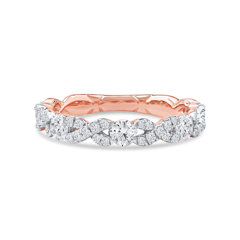 Main Image 3 of 1.00 CT. T.W. Diamond "XO" Anniversary Band in 10K Rose Gold