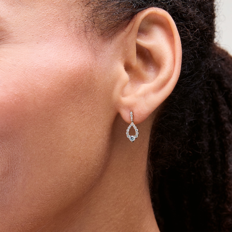 Main Image 2 of 0.50 CT. T.W. Milestones Diamond Graduated Teardrop Earrings in 10K Gold